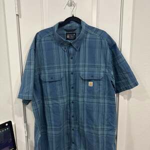 Carhartt Loose Fit Midweight Plaid Button Up Short Sleeve Shirt